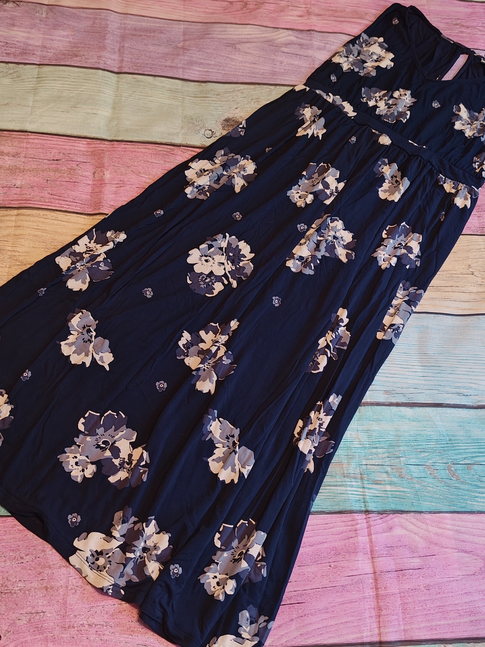 1X Old Navy Navy Floral Maxi Skirt #1450